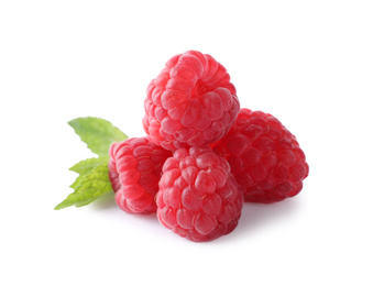 Delicious sweet ripe raspberries isolated on white