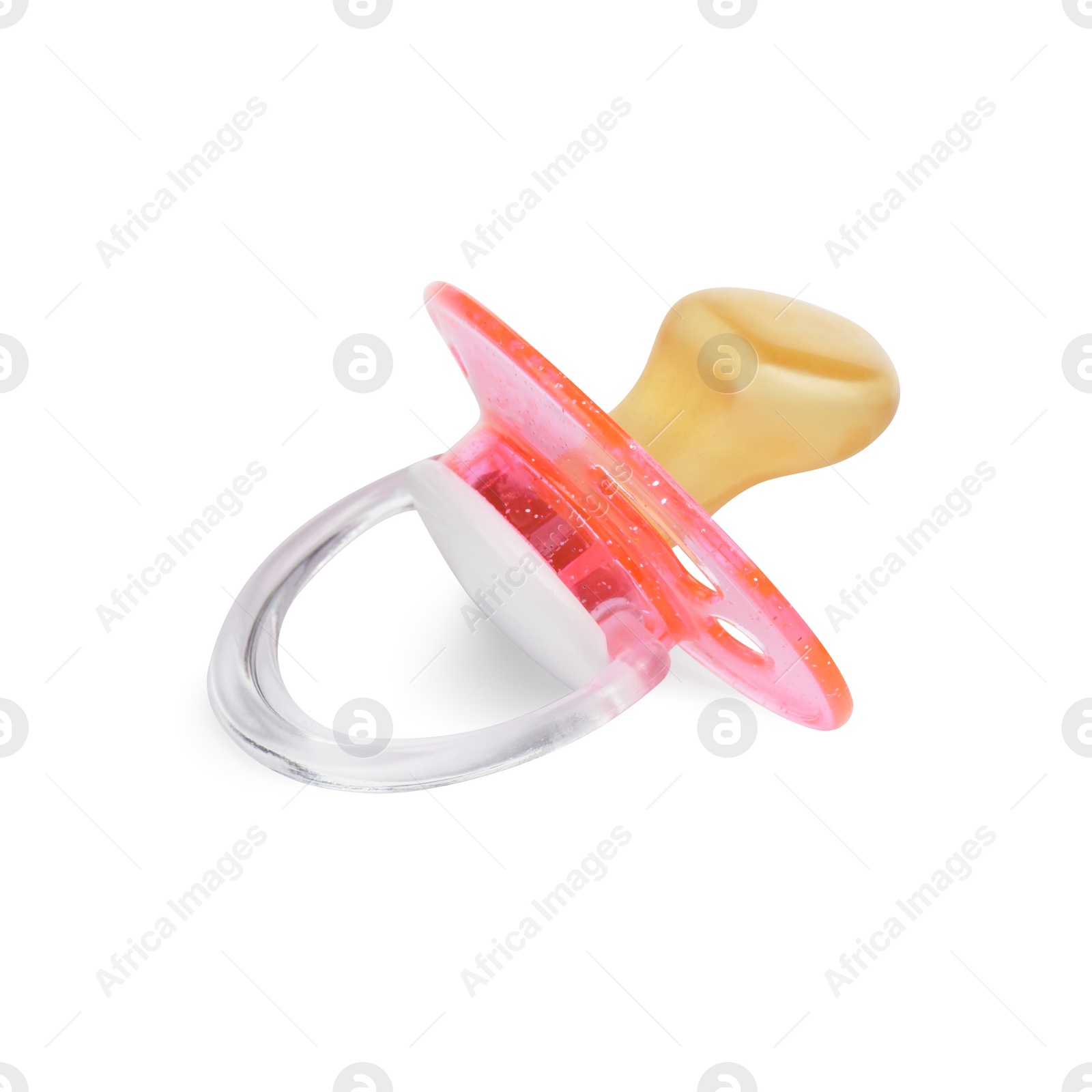 Photo of New pink baby pacifier isolated on white