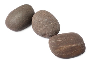 Group of different stones on white background