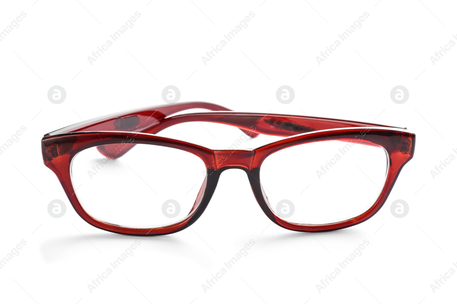 Glasses with corrective lenses on white background. Vision problem Photo of Glasses with corrective lenses on white background. Vision problem