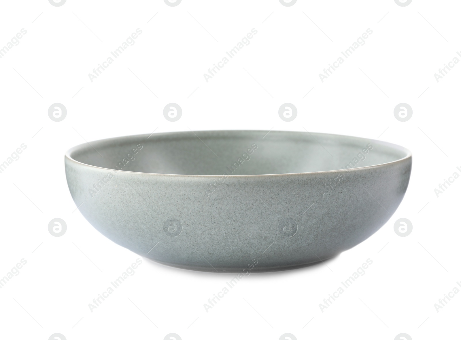 Photo of Grey bowl isolated on white. Kitchen tableware
