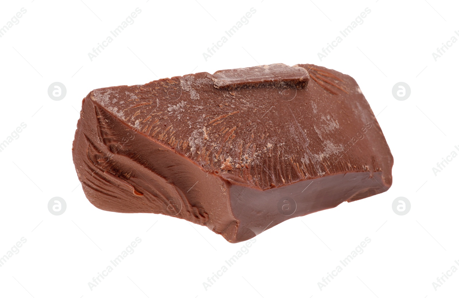 Photo of Piece of tasty milk chocolate isolated on white