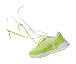 One stylish light green sneaker isolated on white