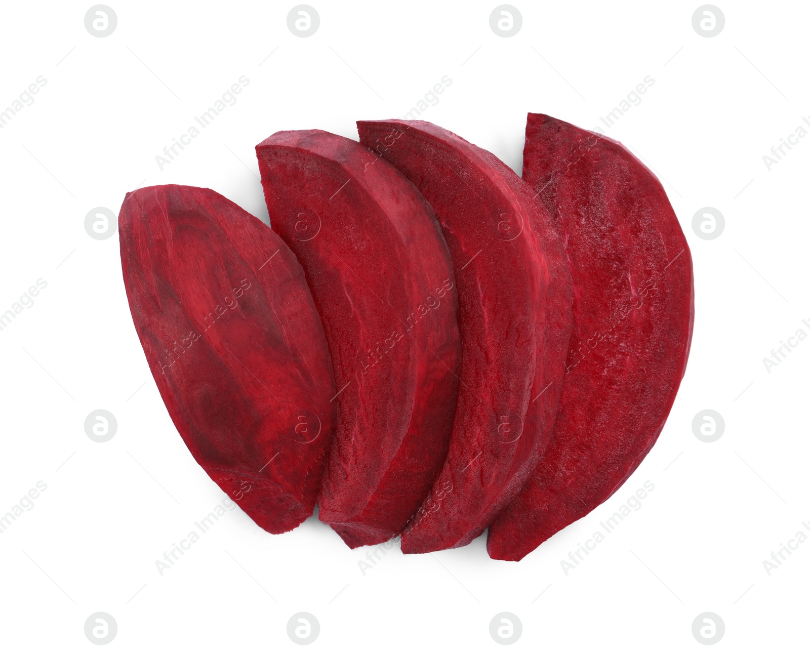 Photo of Cut fresh red beet isolated on white, top view
