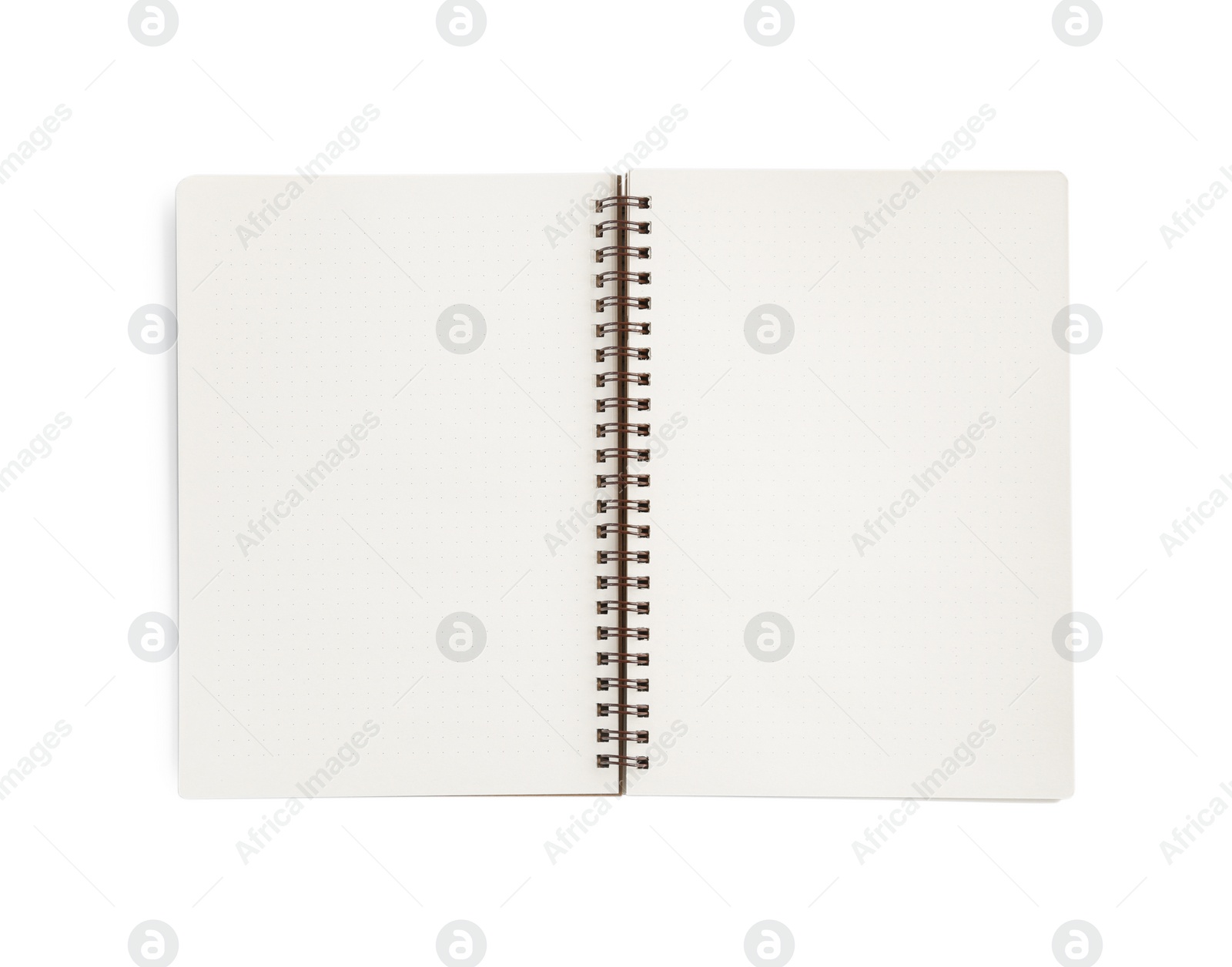 Photo of One notebook isolated on white, top view