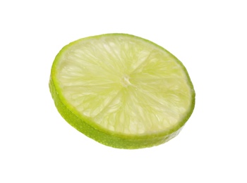 Photo of Cut fresh juicy lime on white background