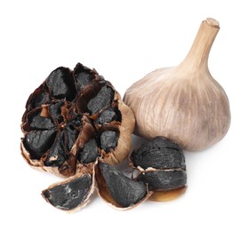 Organic fermented black garlic isolated on white