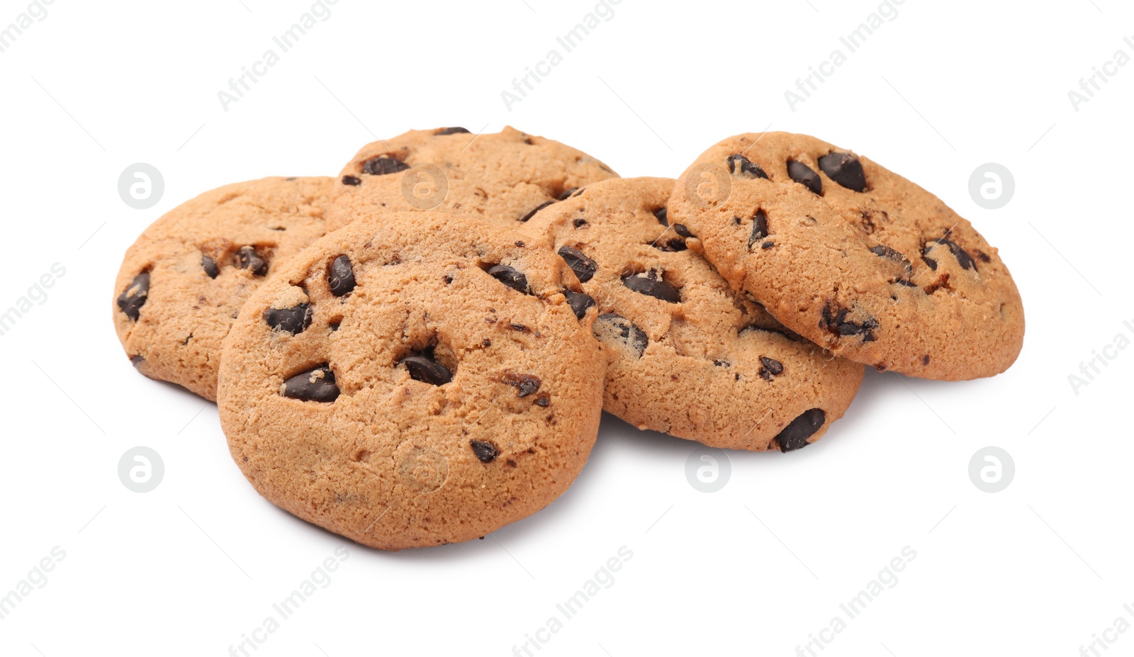 Photo of Delicious chocolate chip cookies isolated on white