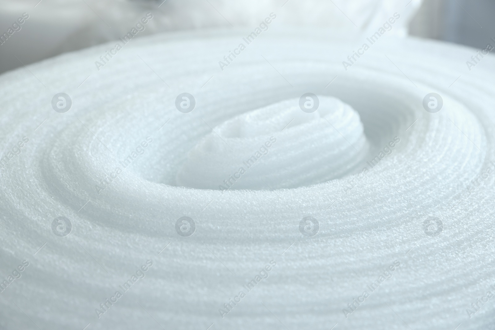 Photo of Polyethylene foam roll, closeup view. Packaging material