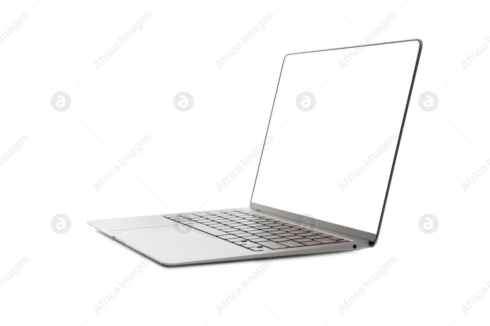 Photo of Laptop with blank screen isolated on white. Mockup for design