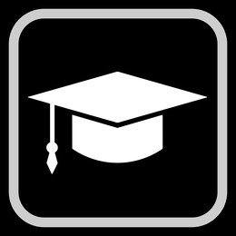 Image of Square academic cap in frame, illustration on black background