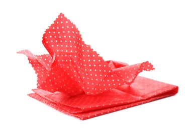 Photo of Red reusable beeswax food wraps on white background