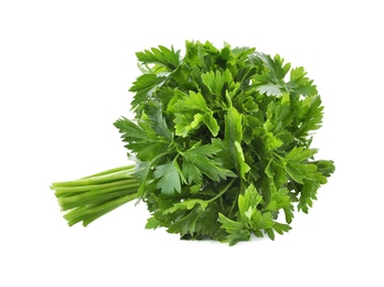 Photo of Bunch of fresh green parsley on white background