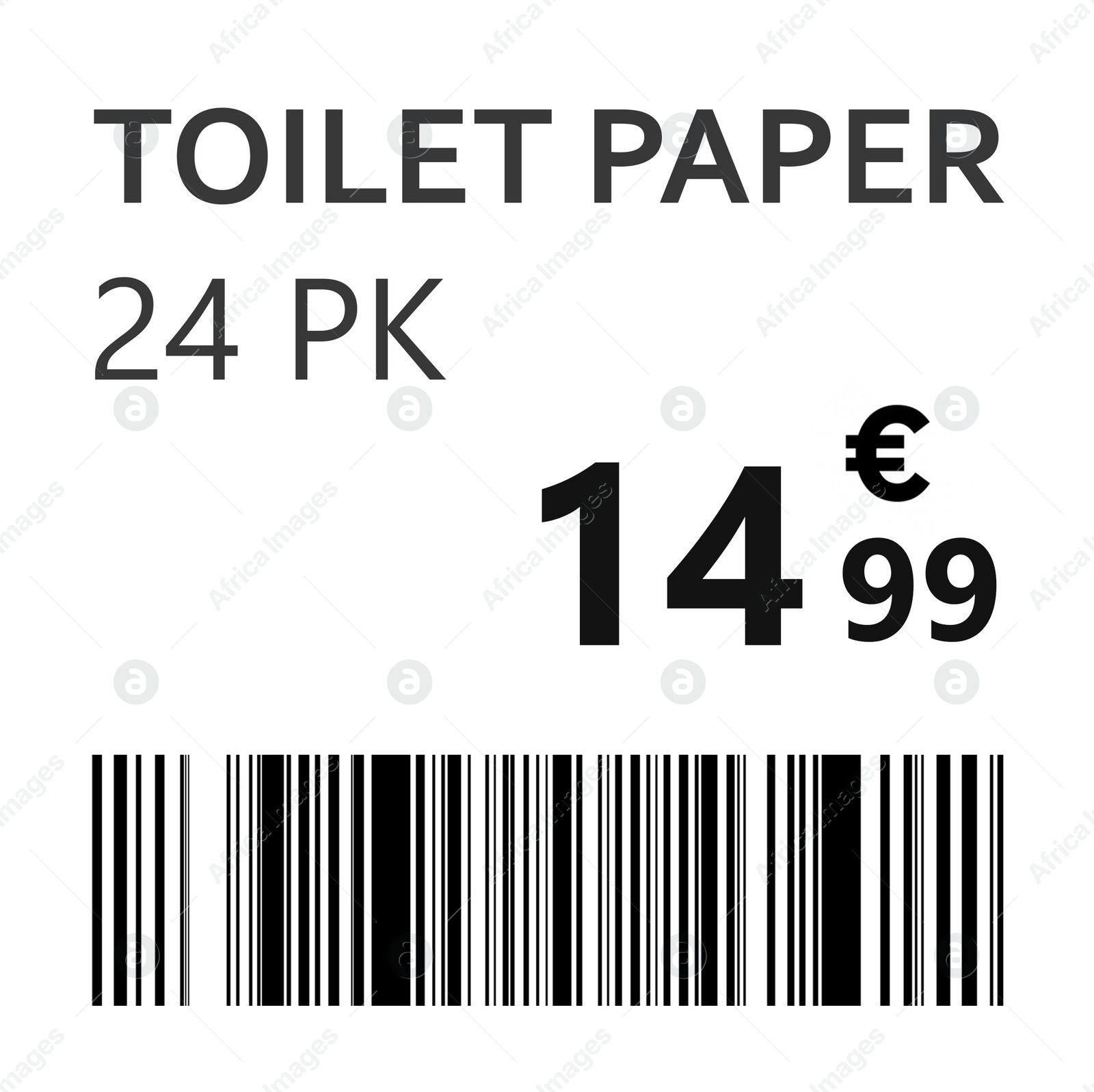 Illustration of Toilet paper price tag with barcode, illustration