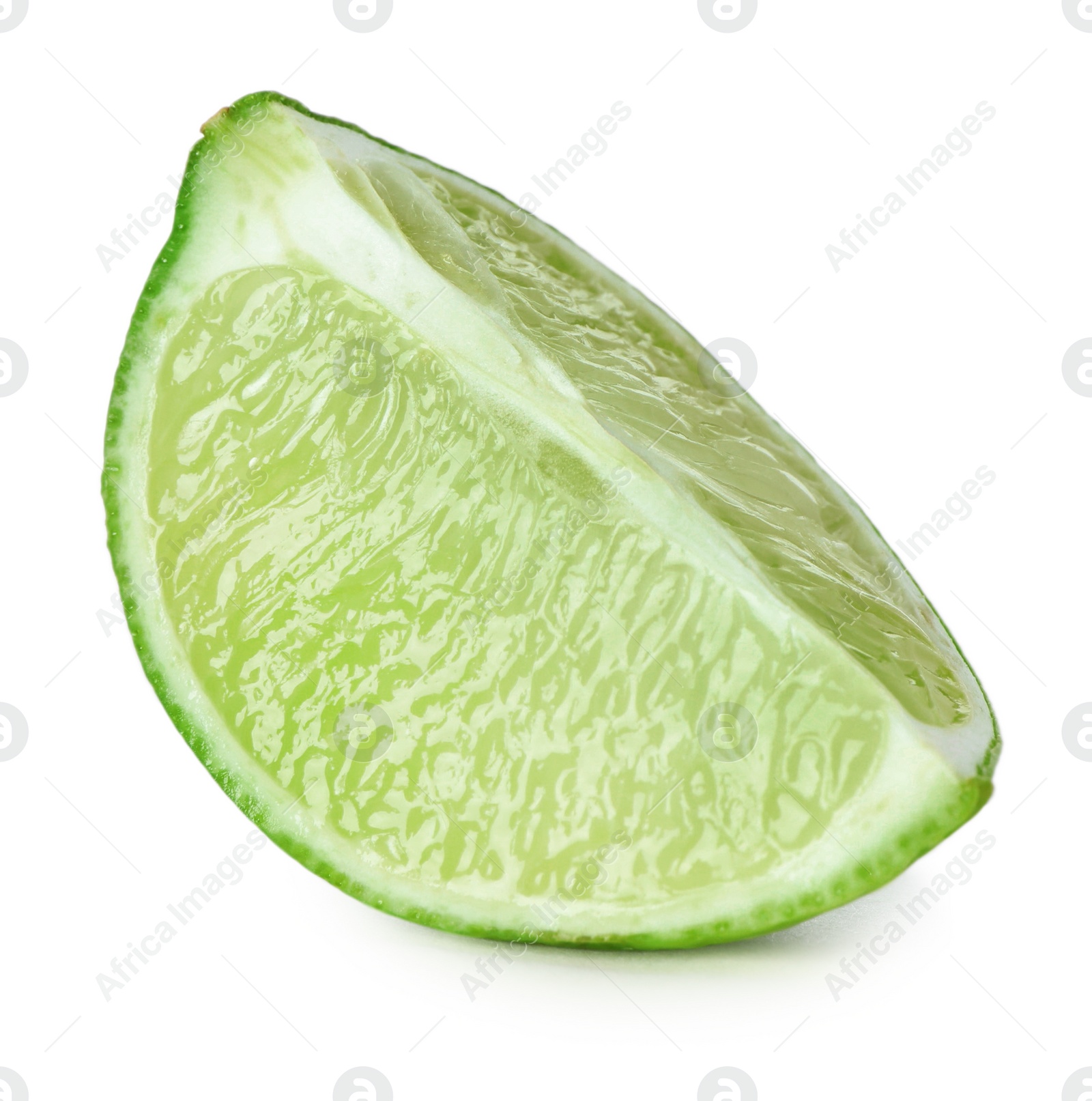 Photo of Slice of fresh green ripe lime isolated on white