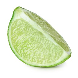 Slice of fresh green ripe lime isolated on white