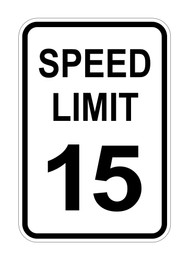 Traffic sign SPEED LIMIT 15 on white background, illustration