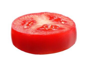 Slice of fresh ripe tomato isolated on white