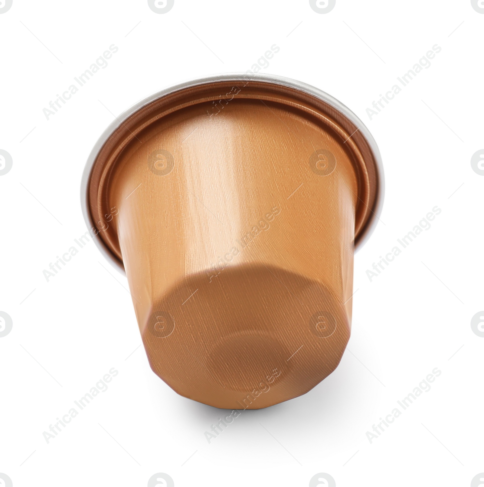 Photo of One plastic coffee capsule isolated on white