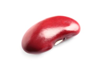 One red kidney bean on white background