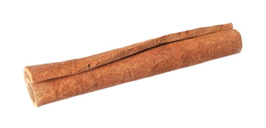 One aromatic cinnamon stick isolated on white