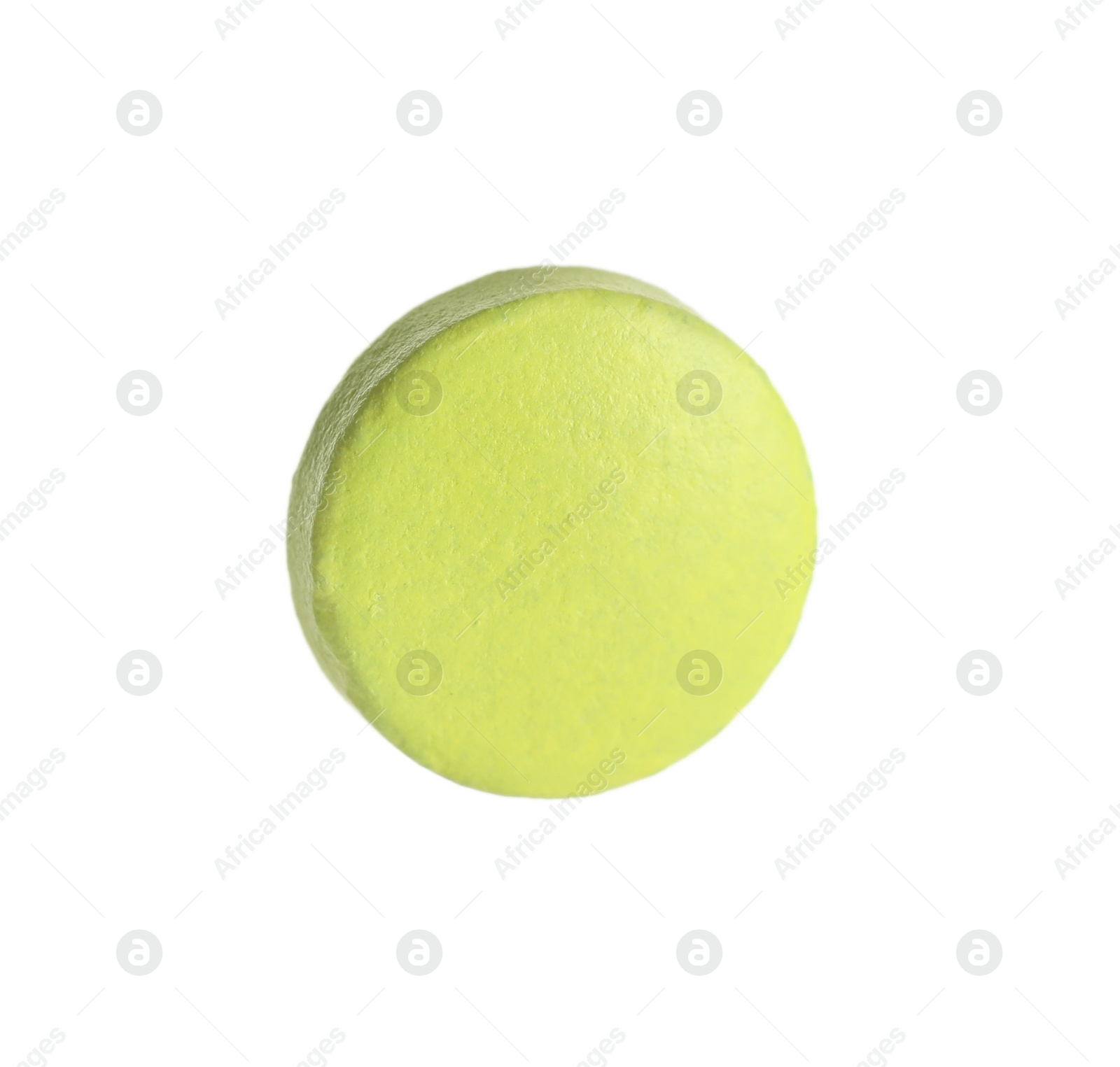 Photo of One light green pill isolated on white