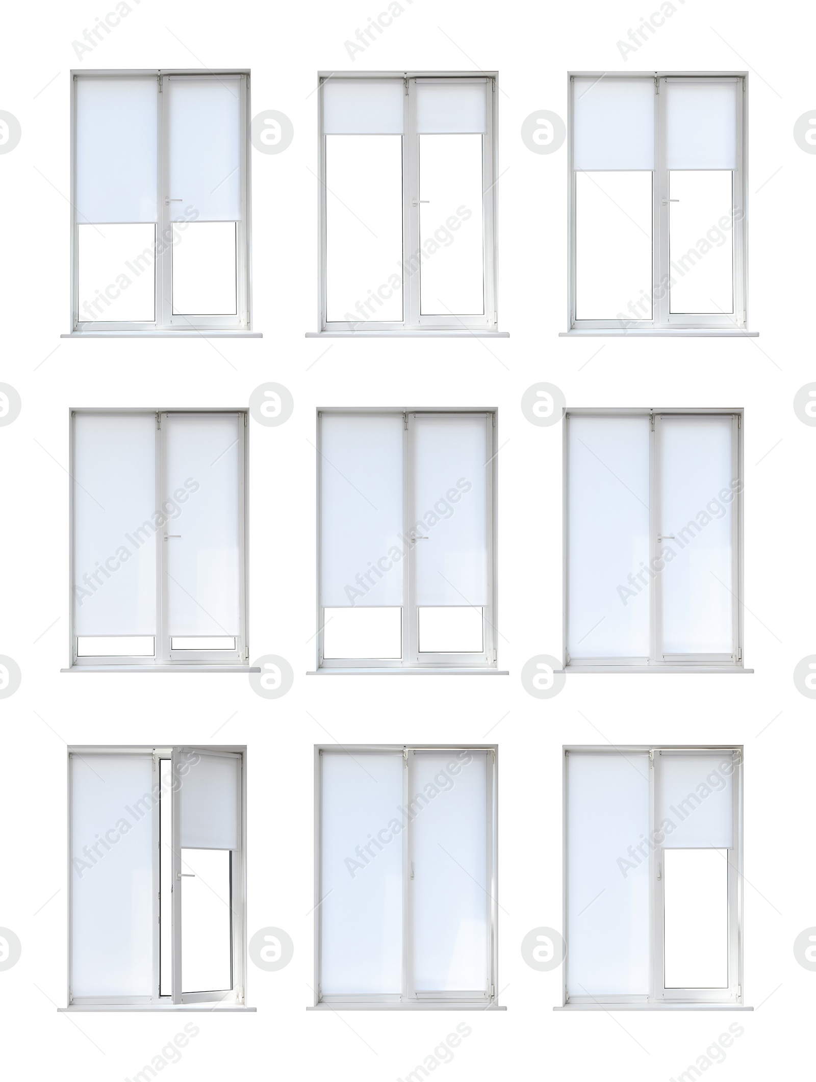 Image of Set of modern windows on white background