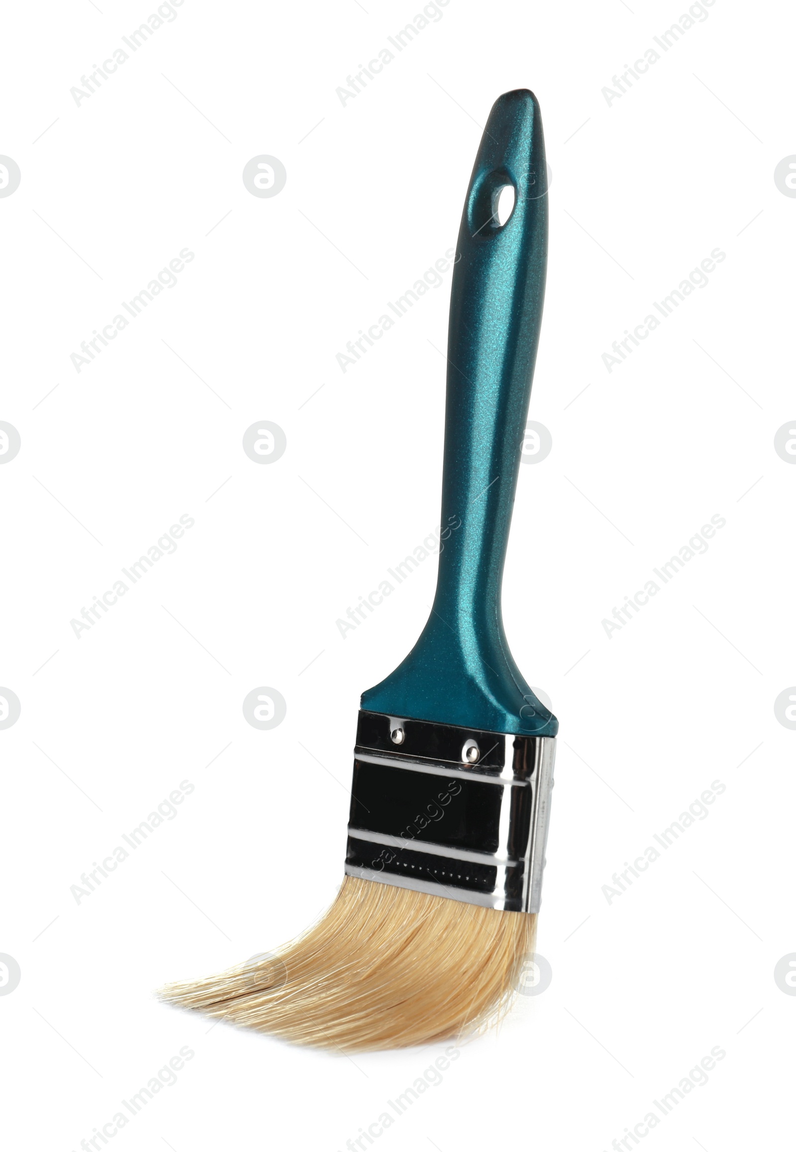 Photo of New paint brush on white background. Decorating tool