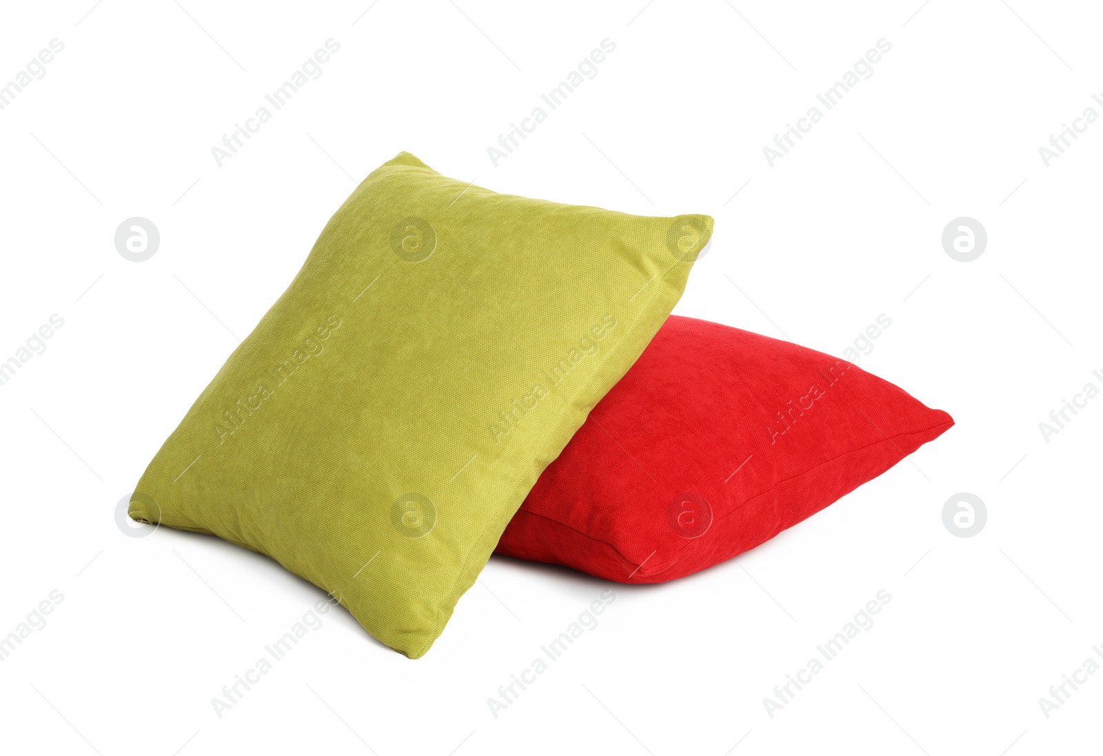 Photo of Different colorful decorative pillows on white background