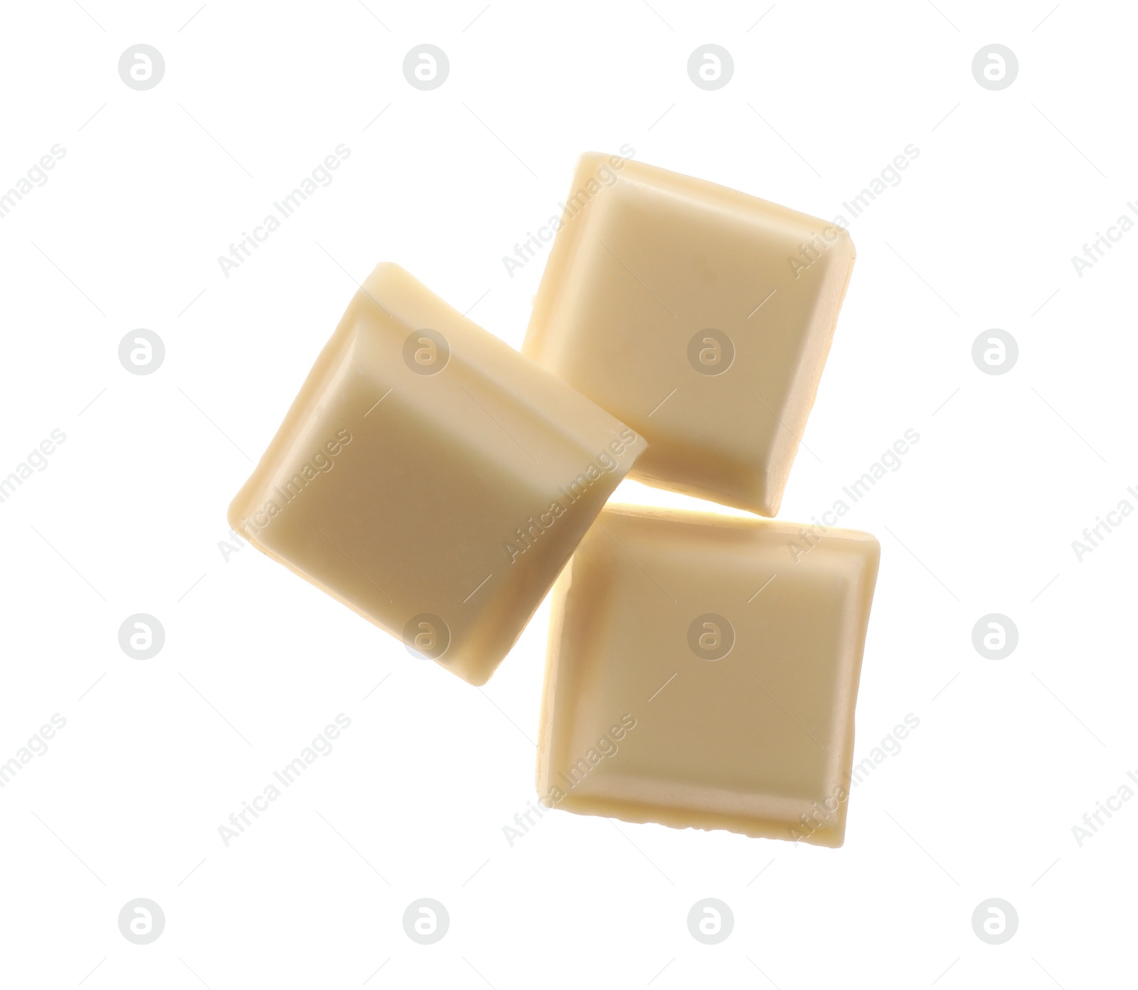 Photo of Pieces of tasty sweet chocolate isolated on white