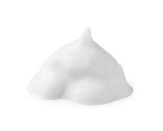Photo of Foam on white background. Face cleanser, skin care cosmetic
