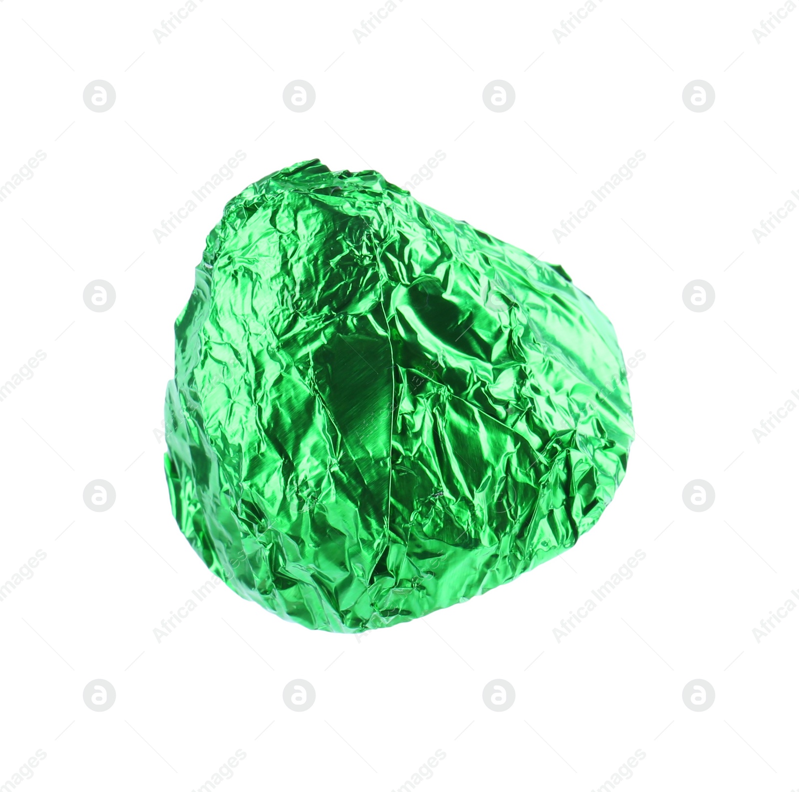 Photo of Tasty candy in green wrapper isolated on white