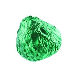 Photo of Tasty candy in green wrapper isolated on white