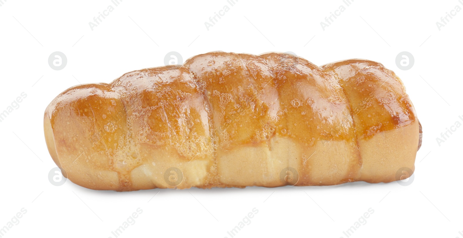 Photo of One delicious sausage roll isolated on white