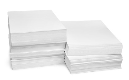 Stacks of paper sheets on white background