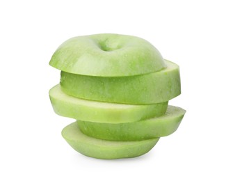 Photo of Sliced ripe green apple isolated on white