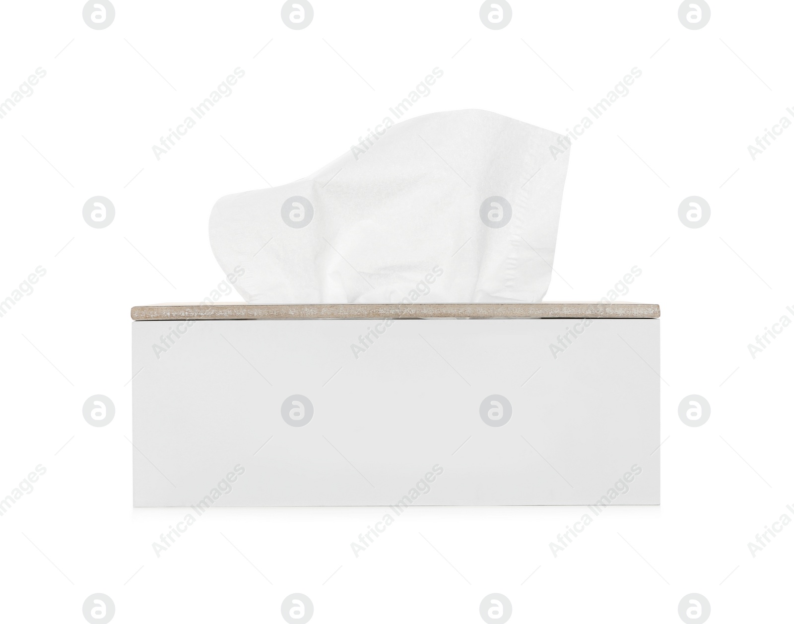 Photo of Holder with paper tissues isolated on white