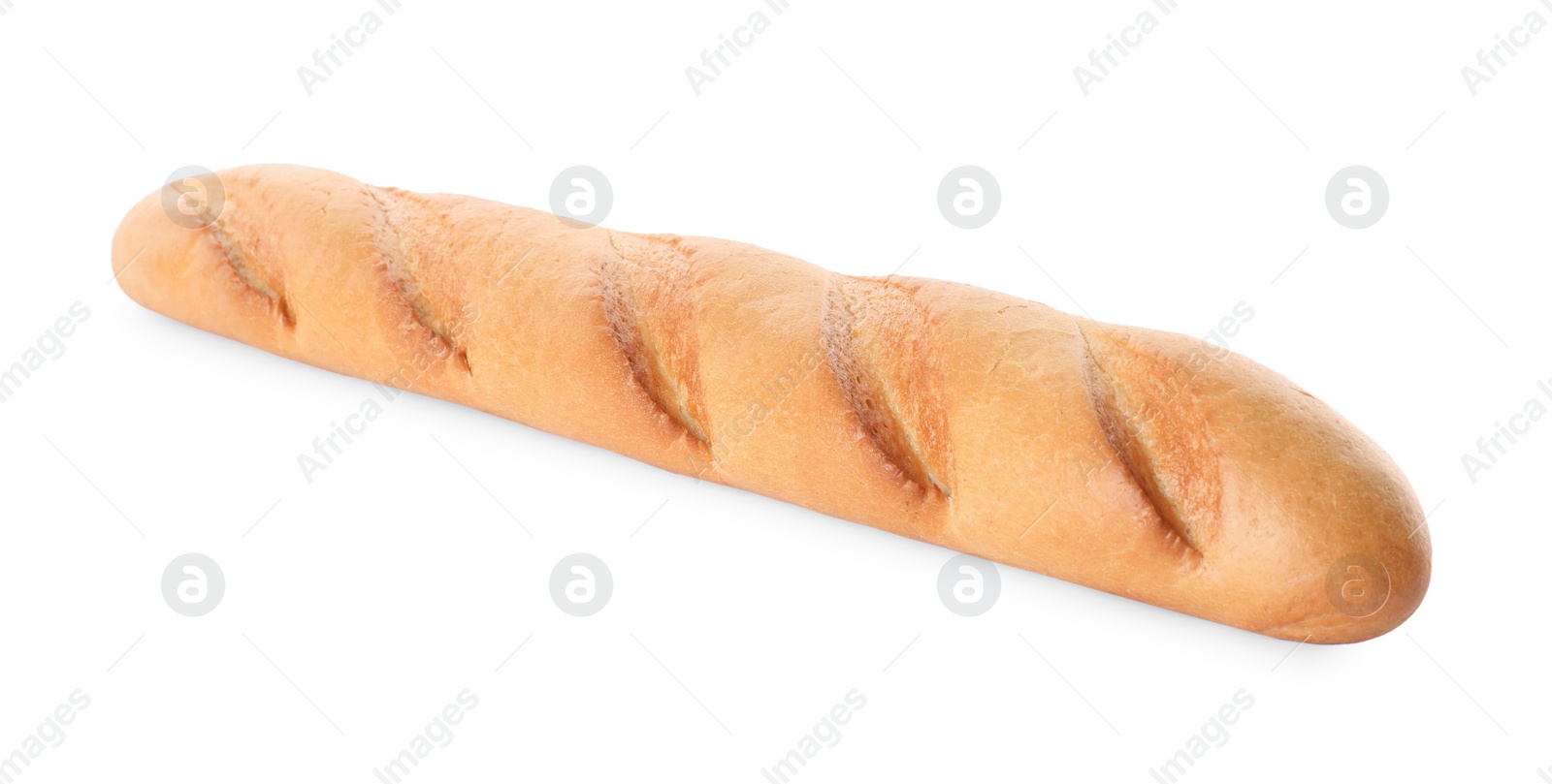 Photo of Tasty baguette isolated on white. Fresh bread