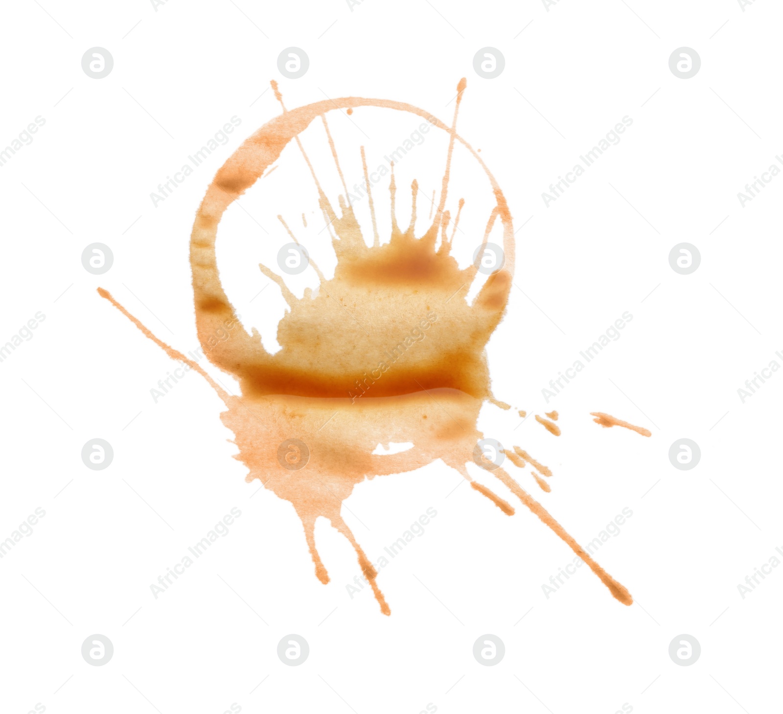 Photo of Coffee cup stain isolated on white, top view