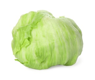 Photo of Fresh green iceberg lettuce isolated on white