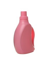 Photo of Bottle with detergent on white background. Cleaning supplies