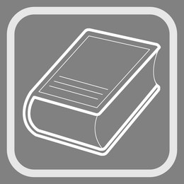 Image of Closed book in frame, illustration on grey background