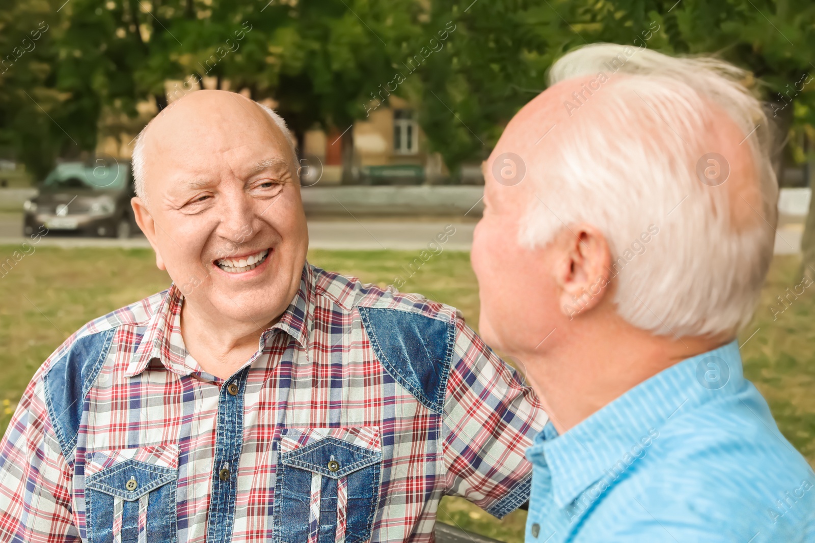 Photo of Elderly men spending time together in park