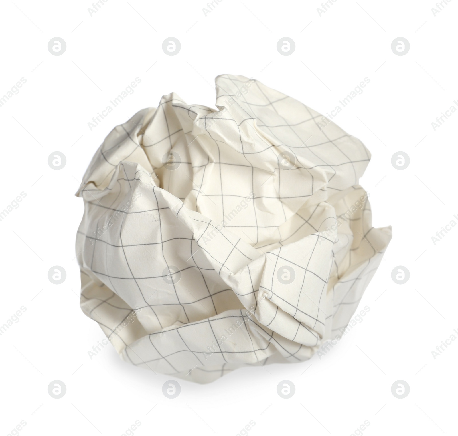 Photo of Crumpled sheet of beige paper isolated on white