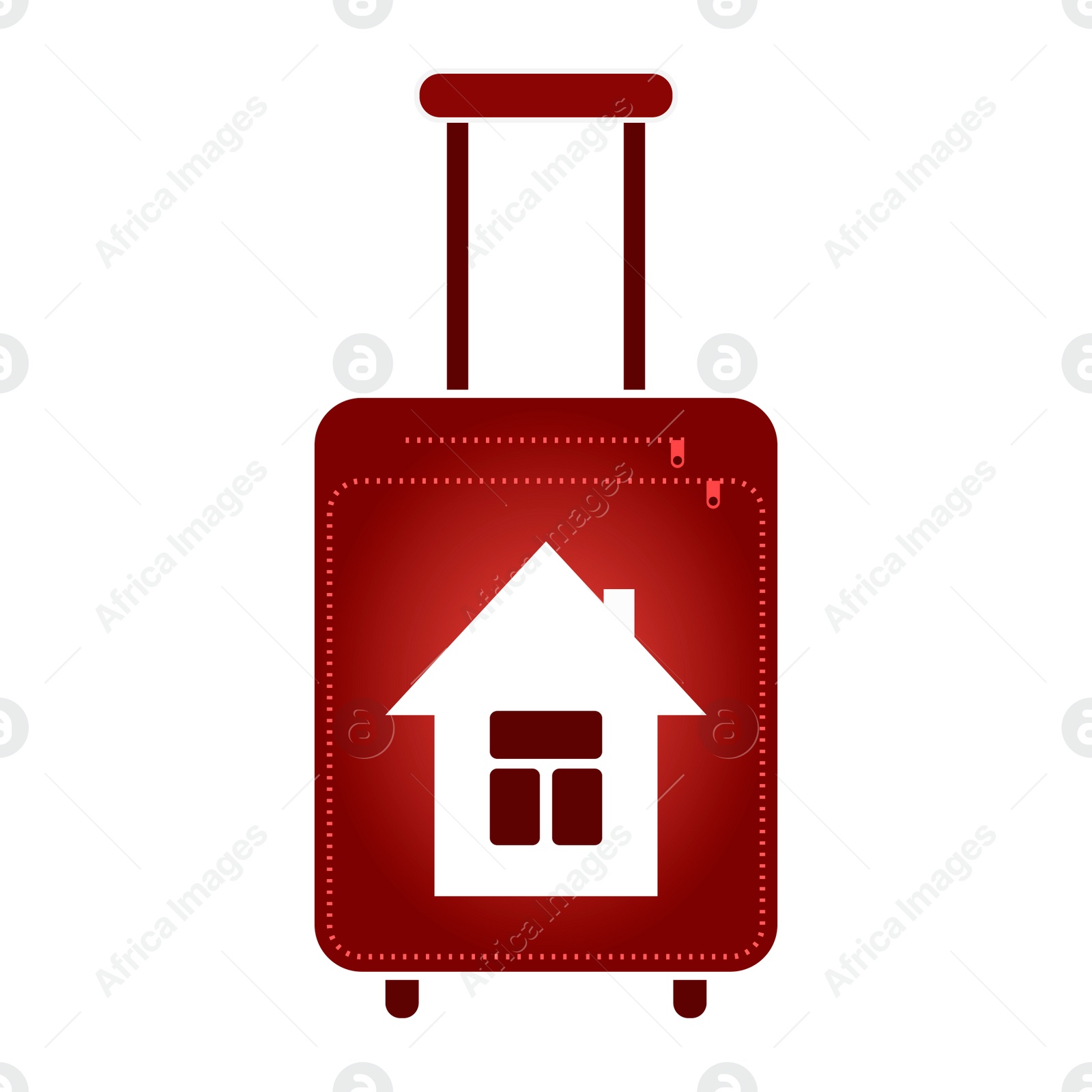 Illustration of Moving concept.  suitcase and house on white background