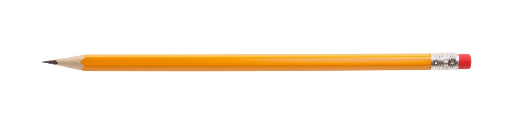 Graphite pencil with eraser isolated on white. School stationery