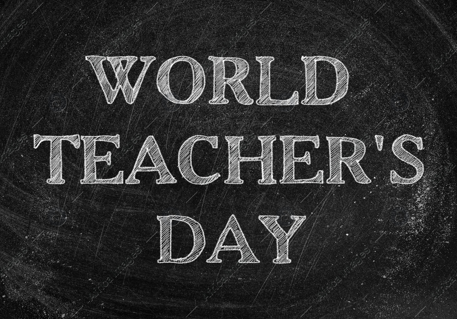 Image of Text Happy Teacher's Day on blackboard. Greeting card design