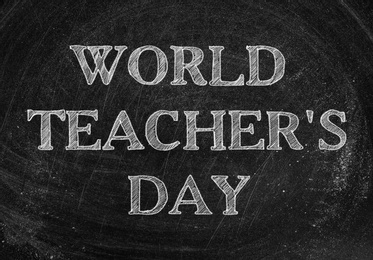 Image of Text Happy Teacher's Day on blackboard. Greeting card design