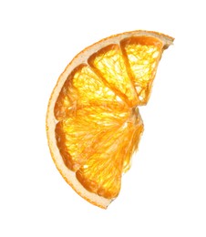 Photo of Piece of dry orange slice isolated on white