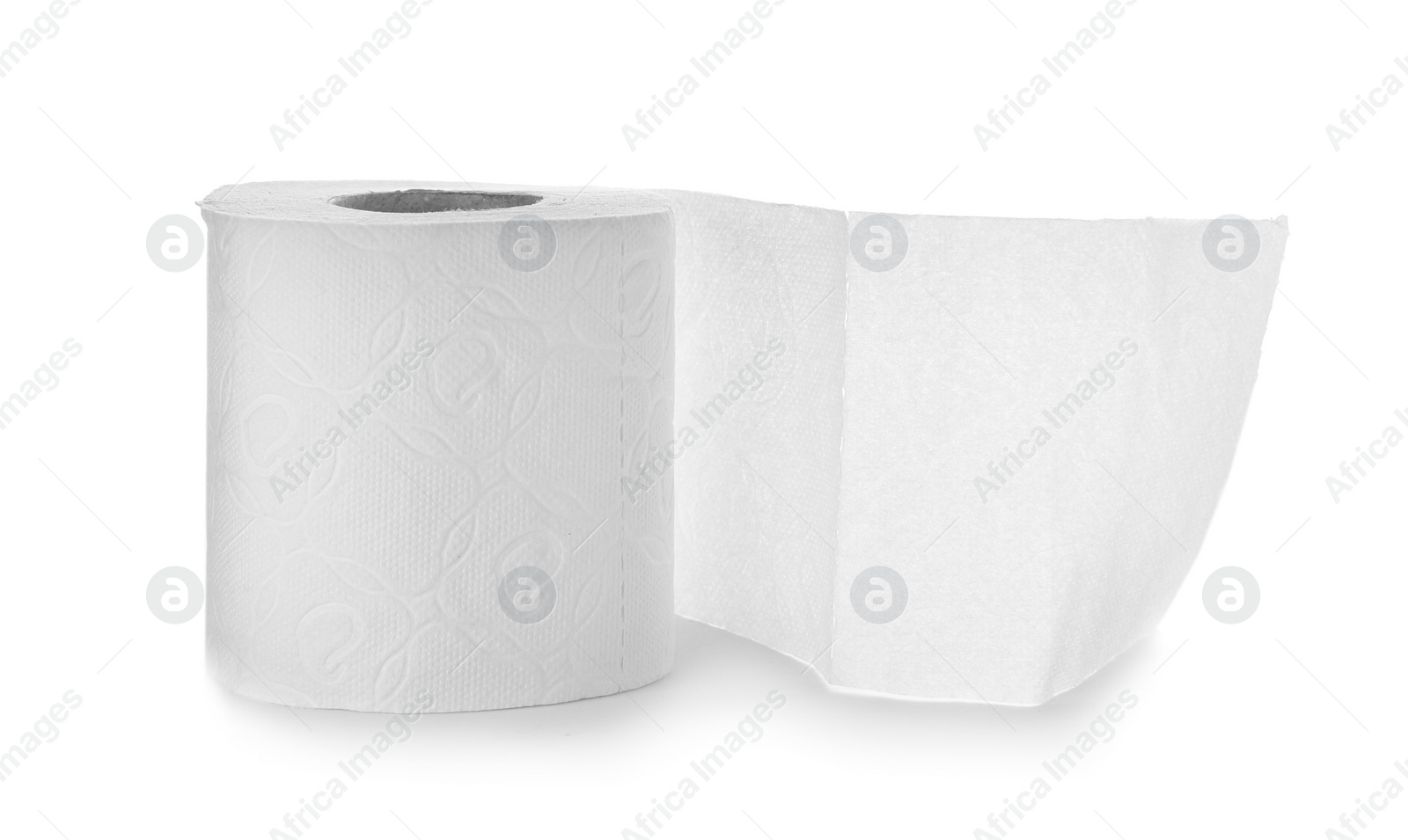 Photo of Roll of toilet paper on white background. Personal hygiene